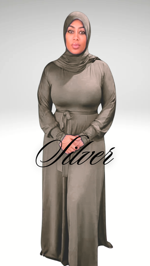 Raha 3 Piece Abaya (Silver)