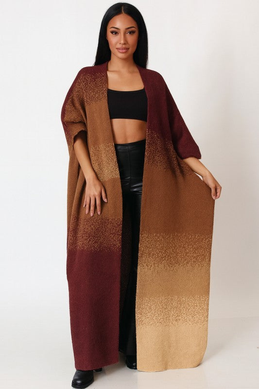 BROWN FUSION OPEN FRONT CARDIGAN