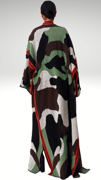 CAMOUFLAGE PRINT OPEN FRONT CARDIGAN
