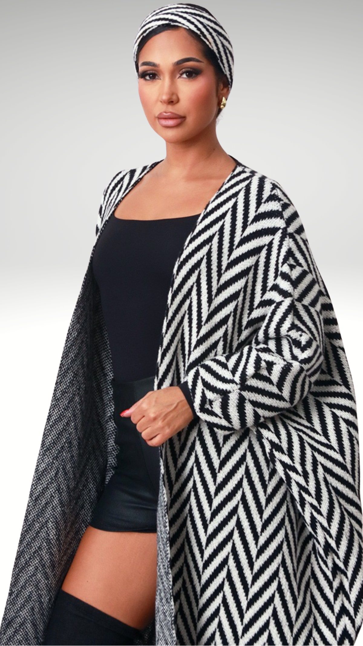 ASYMMETRICAL BLACK FRONT CARDIGAN