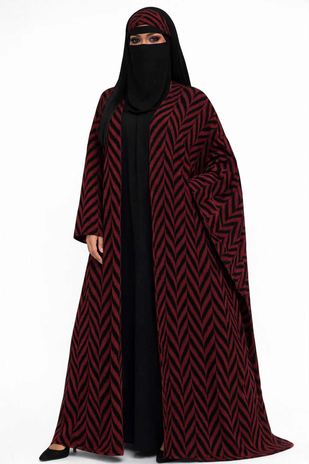 ASYMMETRICAL BURGUNDY FRONT CARDIGAN