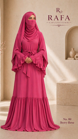 RAFA (Plum) Abaya Set – 3 Piece Modest Set with Khimar & Half Niqab (Copy)