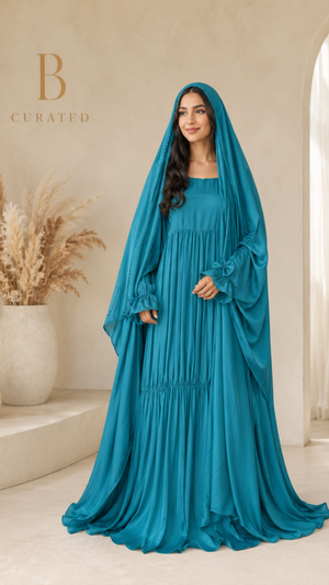 Nusaybah Abaya – Luxury Satin Modest Abaya (Navy Blue)